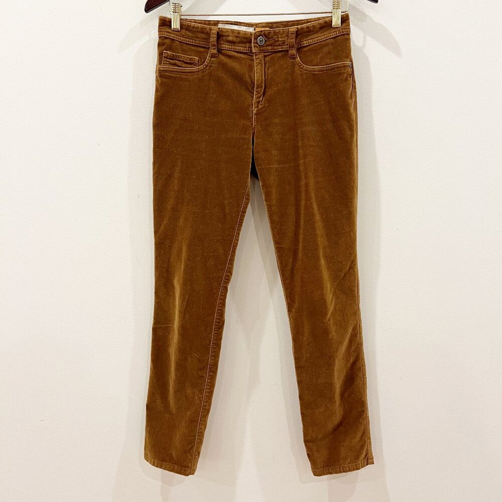Pilcro Anthropologie Velvet Serif Ankle Pants Womens 29 Brown Tan Stretch Skinny
